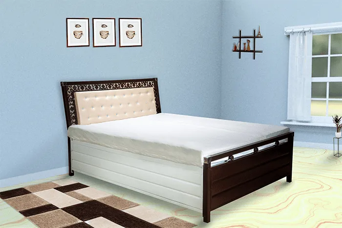 VIVDeal Artisans Cushioned Headboard Metal Bed